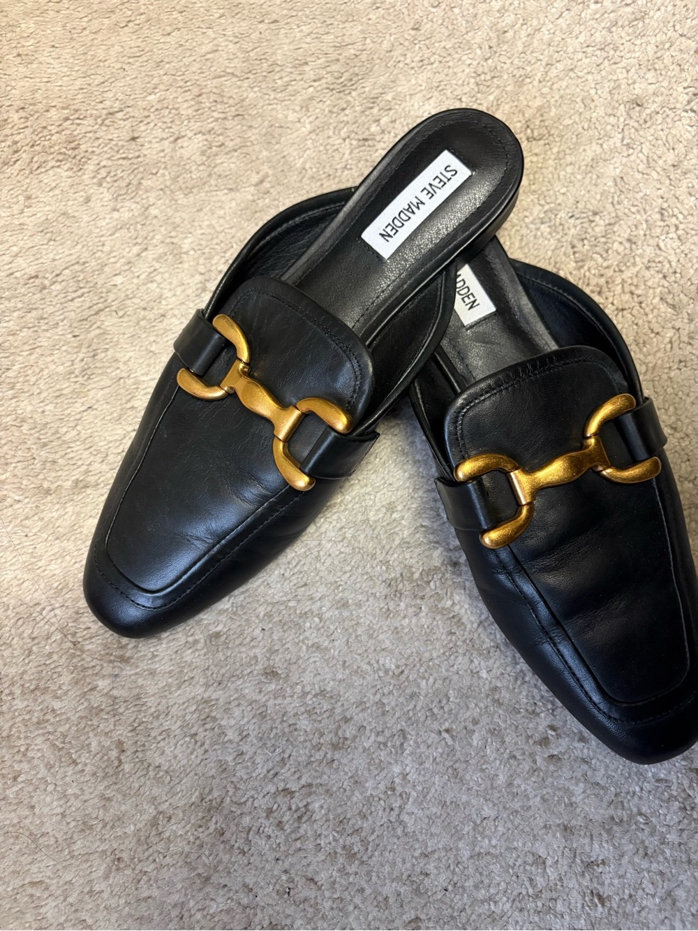 Steve Madden Black Leather Mules